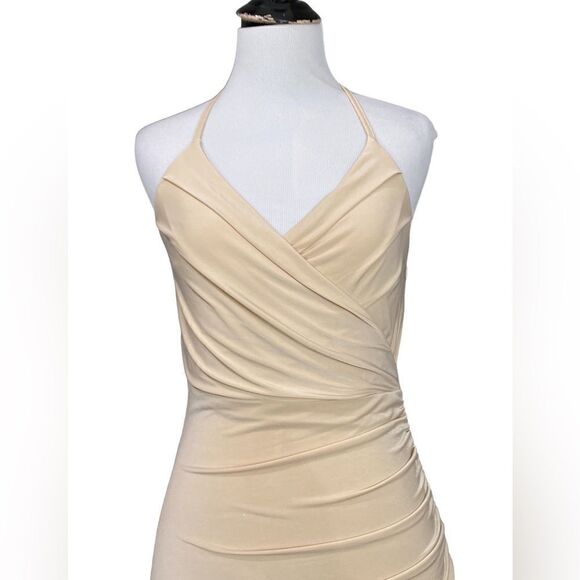 ASOS AX Paris Maxi Dress Maxi Length Ruched Creamy Nude color - Picture 3 of 16